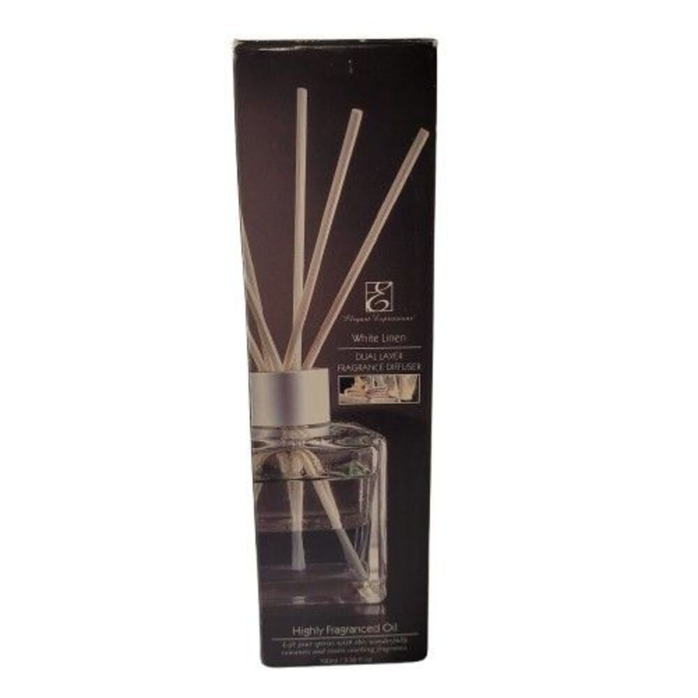 Elegant Expressions White Linen Frangrance Diffuser With Rattan Sticks